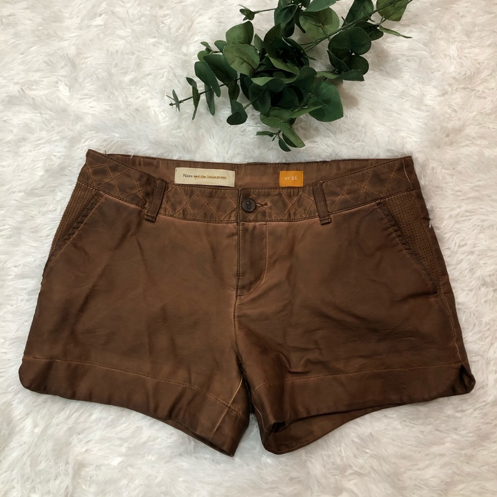 Pilcro and the letterpress sz 26 leather shorts